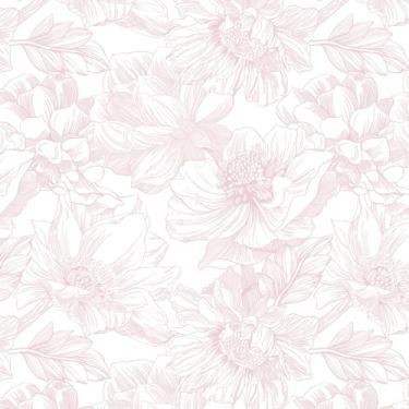 Imagem de Dimoon Papel de parede de 980 cm x 43,88 cm Papel de parede floral para contato floral Boho branco rosa papel de parede removível autoadesivo moderno para armários gavetas quarto espesso vinil