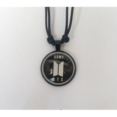 Imagem de Colar Ajustavel Bts Army Pingente Cabochon Redondo Vidro - Vmr
