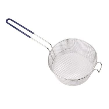 Imagem de Cesta de fritura menos aço cabo longo reutilizável Resnt Fry Net para Peixes Frango Nuggets Cabo de borracha (aço inoxidável)