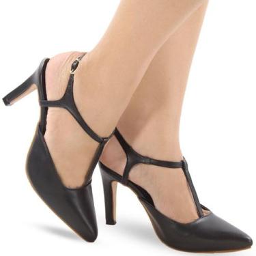 Imagem de Scarpin Aberto Salto Médio Moderno P140 - Modarpe, Preto napa, 37