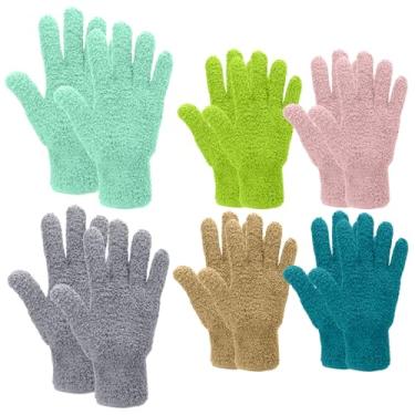 Imagem de 6 pares de luvas de microfibra – Laváveis, multiuso para espanar plantas, carros e móveis – Luva em verde grama, rosa, verde claro, marrom e cinza