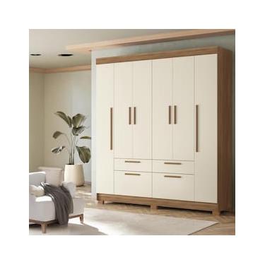 Imagem de Guarda-Roupa Casal Santos Andirá Guarapuava com 6 Portas, 4 Gavetas e 6 Prateleiras - 194,4cm de largura