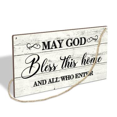 Imagem de Lesixur Que Deus Abençoe Esta Casa e Todos Que Entrarem Placa de Madeira para Pendurar, Placa de Decoração de Parede com Citações Inspiradoras, Placa de Madeira Rústica, Arte de Pa (, Colorido)