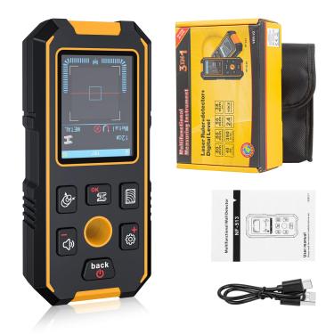 Imagem de RAINLEOTI Scanner de parede 3 em 1 – Detector de metal magnético e não magnético, madeira, cabo | orifício de posicionamento, visor LCD, alarme de áudio | Detector de pino recarregável para vigas