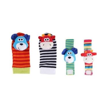 Imagem de Conjunto De Brinquedos De Chocalho Para Bebês, 4 Peças, Animais De Pel