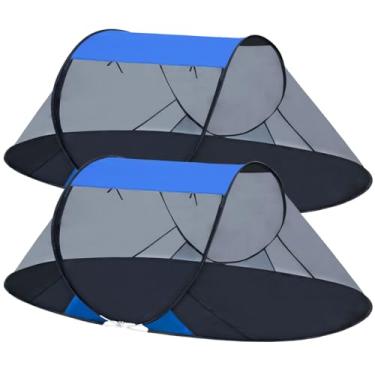 Imagem de Akiky Barraca de mosquito pop-up para acampamento, barraca de acampamento para 1 pessoa com tela de insetos, rede mosquiteira dobrável portátil para adultos e crianças (azul - 2 peças)