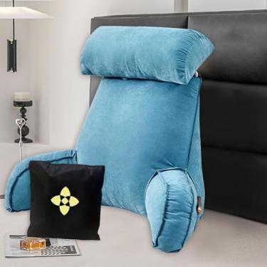 Imagem de Travesseiro De Leitura Ergonômico Suporte Lombar Com Apoio De Braço Travesseiro De Cintura Travesseiro De Encosto Com Pescoço Destacável Capa Removí, Youth Green, 75cm X 40cm X 65cm