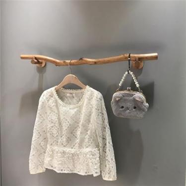 Imagem de Cabideiro De Parede Wood Brah Clothes Rail Para Varejo, Casa, Parede Vintage Decorative Clothing Display Rack Wood Garment Rack, Retro Color, 80cm(32in)