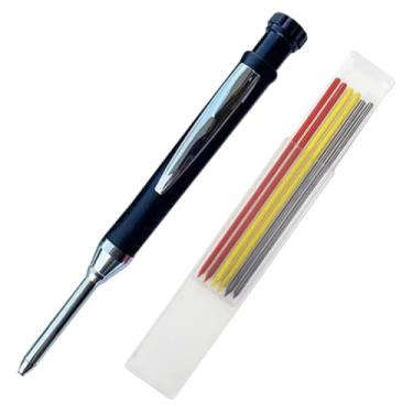 Imagem de Lápis de Carpinteiro Reforçado Lapiseira 2.8mm Marcador Riscador com Apontador e Refil de Grafite (Preto)