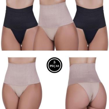 Imagem de Kit 5 Cinta de Compressão Calcinha Modeladora Cós Alto - c6 KIT 5 CINT