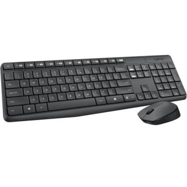 Imagem de Kit Combo Teclado e Mouse Sem Fio Logitech MK235 ABNT2 cinza