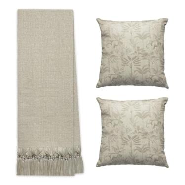 Imagem de Manta Para Sofá E Cama Grande 3 Metros Decorativa Com 2 Capas De Almofadas (MATA BEGE- 2 CAPAS SAVANA)