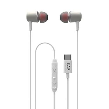 Imagem de Fones de ouvido intra-auriculares com fio com fio USB tipo C, microfone embutido e controle de volume, construção durável, isolamento de ruído, fones de ouvido de ajuste personalizado (P/M/G) graves e