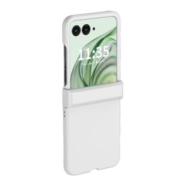 Imagem de POYUFRG Capa fina para Moto Razr 60 Ultra/60, capa rígida fosca com dobradiça tudo inclusa com protetor de tela de vidro temperado à prova de choque, branca, 60