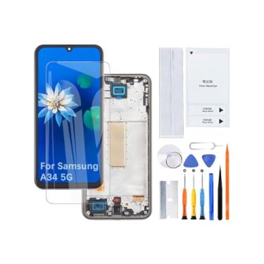Imagem de Kit de montagem de tela LCD para Samsung Galaxy A34 5G TFT A346E A346B A346B/DS (preto com moldura, sem impressão digital)