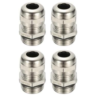 Imagem de PATIKIL Prensa-cabos elétricos à prova d'água, NPT3/8, 4 peças 1/12.7 cm a 2/17.8 cm, cabo de latão niquelado, conector de fio elétrico protetor de fio para caixa de cabos externos caixa de junção