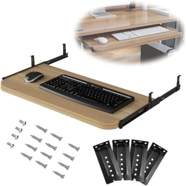 Imagem de Suporte Deslizante Para Teclado De Mouse De Computador Com Bandeja De Prateleira De Gaveta 540/600/700 × 270 Mm Para Mesa E Mesa De Pc Sob A Bandeja De Teclado Da Gaveta Da Me, White, 70x27cm
