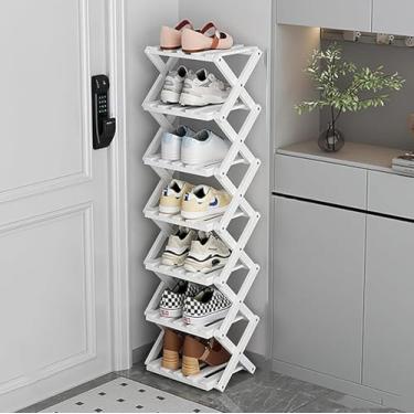 Imagem de Sapateira De Bambu Para Entrada - Organizador De Sapatos Dobrável - Sapateira Estreita Para Espaços Pequenos, Entrada, Corredor, Armário, Black, 3-tier