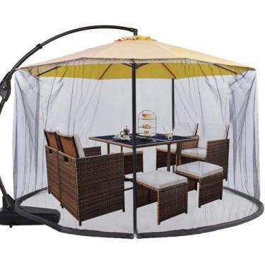 Imagem de Rede De Guarda-chuva De Pátio Ao Ar Livre Para Guarda-sol Deslocado De 275 Cm/9 Pés & 300 Cm/10 Pés Guarda-sol Reto Mosquiteiro De Poliéster Resistente A Rasgos Tela De Malha Com Porta Com