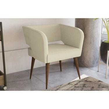 Imagem de Poltrona Decorativa p/ Sala Antara Carvalho/Linho Bege Argila - Kappesberg