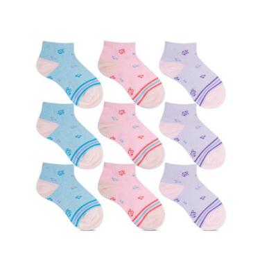Imagem de Kit 9 Pares de meias Cano curto Infantil Altomax, Menina, 23/29