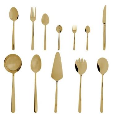 Imagem de Faqueiro 54 Peças de Aço Inox Viena Dourado - Wolff