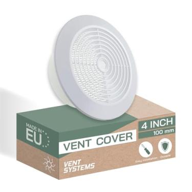 Imagem de Vent Systems 10 cm - branco - plástico - grade de teto desmontável - grade de ventilação redonda - capa de grade - tela de nylon - ventilações HVAC para banheiro, escritório em casa, cozinha