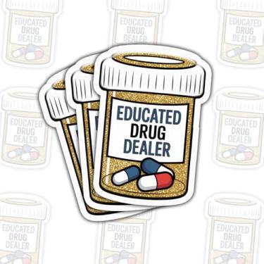 Imagem de Adesivo de 3 peças educado traficante de drogas engraçado farmacêutico estudante de medicina adesivo de vinil à prova d'água para laptop, garrafa de água, prancheta, caderno, presente de formatura