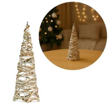 Imagem de Mini Árvore Aramada Cone Rústica Juta e Algodão Decor 20cm - Magizi - 