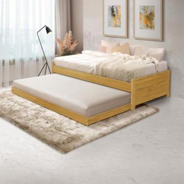 Imagem de Cama Solteiro Bibox Bicama Gabrieli com 2 Colchões Inclusos - Imbuia -