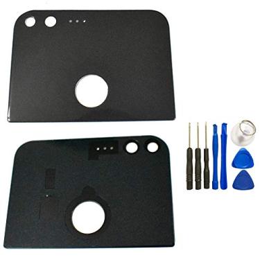 Imagem de UPONEW Capa de vidro para câmera traseira traseira para Google Pixel XL - Capa de lente de vidro traseira preta para Google Pixel XL Raplacement com adesivo e adesivo + ferramenta de abertura