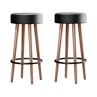 Imagem de Kit 2 Banquetas Berlin 70cm Couríssimo - Salaone Preto