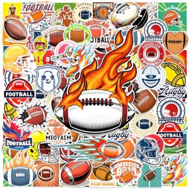 Imagem de 50 adesivos de futebol americano para garrafas de água adesivos de capacete de futebol vinil à prova d'água para suprimentos de scrapbook adesivo para notebook planejador de skate leiteiro