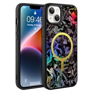 Imagem de AIGOMARA Capa magnética de fibra de carbono forjada para iPhone 14 Plus e capa para iPhone 15 Plus, compatível com Magsafe, capa de telefone protetora à prova de choque de policarbonato fino e