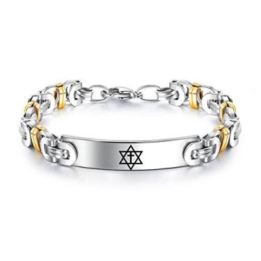 Imagem de KBNSUIAN Pulseira de cruz messiânica com estrela de Davi - Pulseira inspiradora com símbolo do judaísmo do cristianismo - joia de fé cristã judaica da Terra Santa de Israel para homens e mulheres, Aço