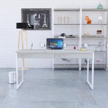 Imagem de Mesa Diretor 150x60x75cm Com 2 Gavetas Kuadra Snow Estrutura Branca