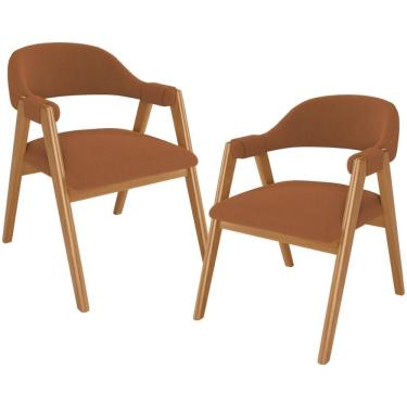 Imagem de Kit 02 Cadeiras De Jantar E Estar Living Estofada Nadja L02 Bouclê Terracota - Lyam Decor