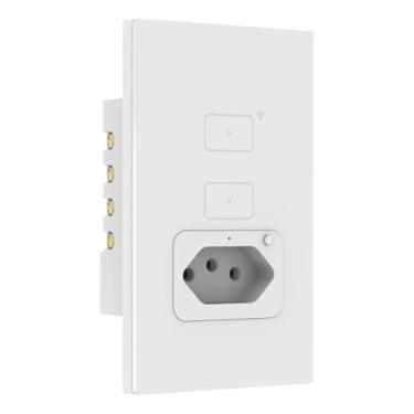 Imagem de Interruptor e Tomada Inteligente WiFi Touch, 2 Botões, Branco