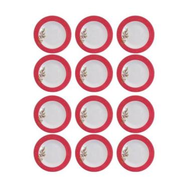 Imagem de Jogo 12 Pratos Natalinos de Sobremesa Ø17,5cm Uso Frequente Azevinho M
