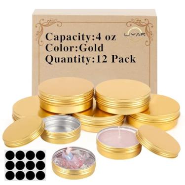 Imagem de LIYAR Latas de 118 ml, pacote com 12, latas redondas de alumínio de aço, latas recarregáveis de 113 g com tampas, recipientes com tampa de parafuso, latas de pomada, pote de armazenamento redondo