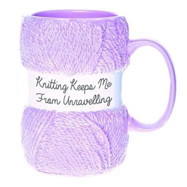 Imagem de Boxer Gifts Caneca de presente de tricô "Knitting Keep Me From Unraveling" | Cor rosa claro com detalhes realistas | Presente incrível de Natal, aniversário ou dia das mães para ela