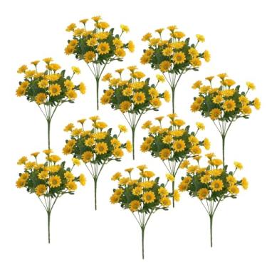 Imagem de Baoblaze 10 Pacotes de Decoração de Flores de Seda Reutilizáveis, Ornamento Anti-Desbotamento, Centro de Mesa, Flores Falsas para Área Externa, para Festa, Amarelo