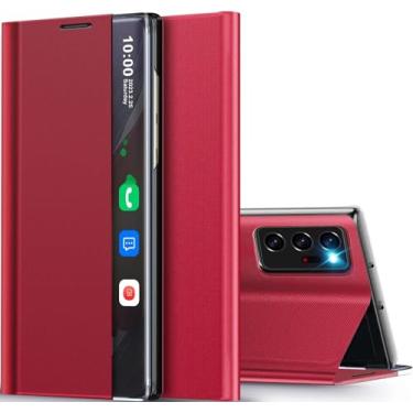 Imagem de Capa para Samsung Galaxy S10 Plus com janela inteligente transparente, com suporte para Samsung S10 Plus, capa flip fina espelhada de couro rígido para PC, Galaxy S10 Plus View Clear Smart Window