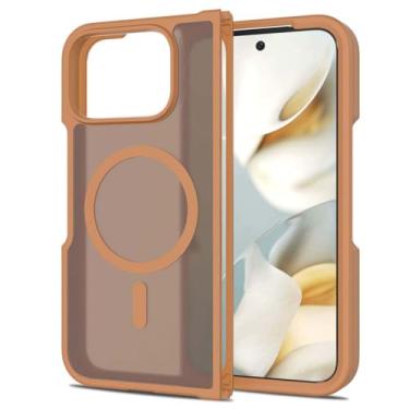 Imagem de LTLMYDAM Capa magnética para Google Pixel 10 Pro Fold, transparente, fosca, ultrafina, carregamento sem fio, capa de policarbonato antiamarelamento, latão, 10 Pro Fold