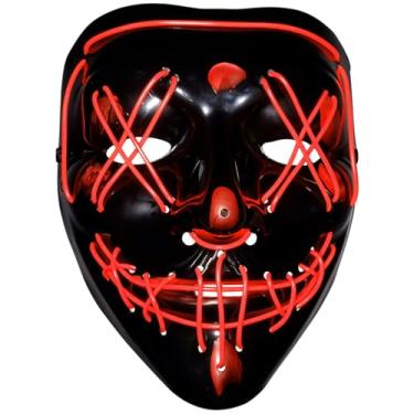 Imagem de Mascara Halloween Terror com Led Neon e Controle com 3 Modos Fantasia Terror Festa Balada (Laranja Neon)