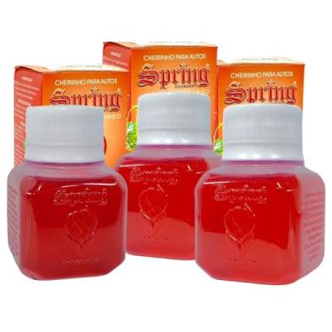 Imagem de Kit 3 Unidades Cheirinho Automotivo Spring Morango 42ml Odorizante Líquido para Carros