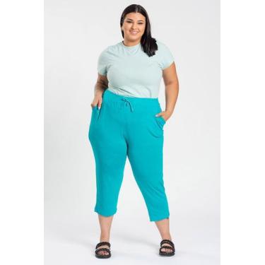 Imagem de Calça Capri Feminina Plus Size Malha Viscose Com Elástico E Cordão - S