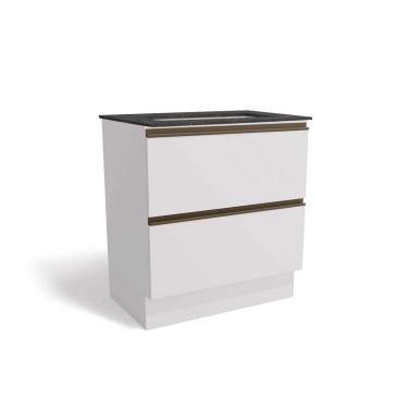 Imagem de Balcão de Cozinha p/ Cooktop c/ Tampo Maxxi G755 c/ 2 Gavetas 80cm Branco/Cinzel - Kappesberg