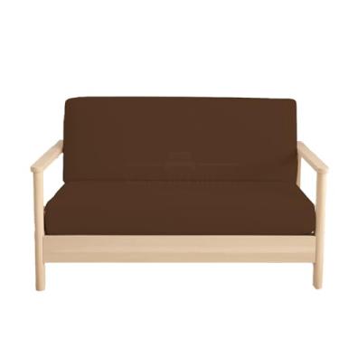 Imagem de Capas de futon tamanho completo – Capas de futon 100% algodão – Capa de sofá dobrável sem braços – Capa de colchão futon tamanho casal para sofá-cama Futon – Capa de sofá futon com zíper, chocolate