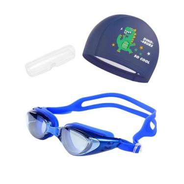 Imagem de Kit Óculos, Estojo e Touca de Natação Infantil Hero Band, Azul bic din